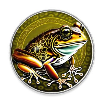 Frog - Round  fridge magnet - white - Front