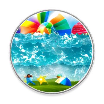 children having a good time during sunny day - Round  fridge magnet - white - Front