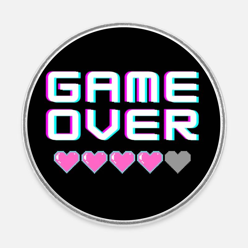 Game Over Geek - Magnet rond - blanc