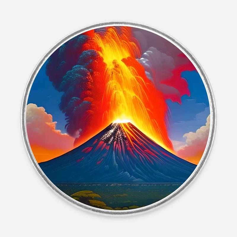 Volcano - Magnet rond - blanc