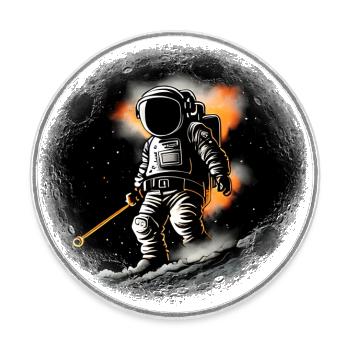 Astronaute sur la planète - Magnet rond - blanc - Devant