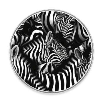 Zebra-Mustermuster - Runder Kühlschrankmagnet - Weiß - Vorne