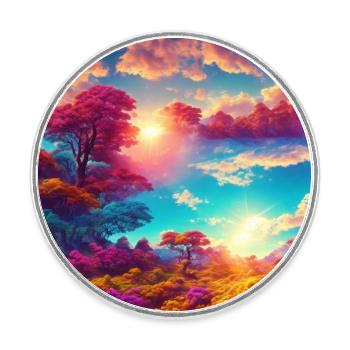 A vibrant technicolor planet - Runder Kühlschrankmagnet - Weiß - Vorne