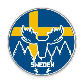 Sweden - Schweden - Sverige - Wappen - Runder Kühlschrankmagnet - Weiß - Vorne