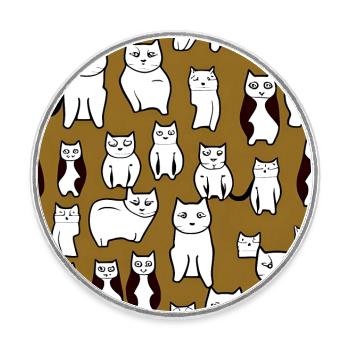 Cat Lover Pattern - Round  fridge magnet - white - Front