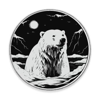 Eisbär - Runder Kühlschrankmagnet - Weiß - Vorne