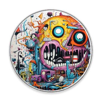 Monster Doodle 4 - Round  fridge magnet - white - Front