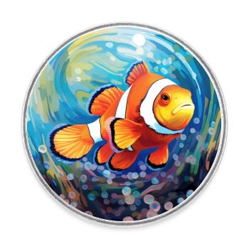 Clownfisch - Runder Kühlschrankmagnet - Weiß - Vorne