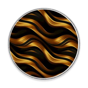 Golden Harmony : rayures abstraites en or luxe - Magnet rond - blanc - Devant