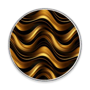 Golden Harmony : rayures abstraites en or luxe - Magnet rond - blanc - Devant