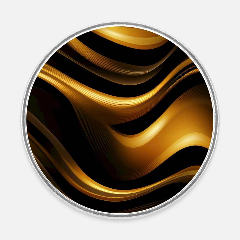 Golden Harmony: Abstract Stripes in Luxe Gold - Round  fridge magnet - white