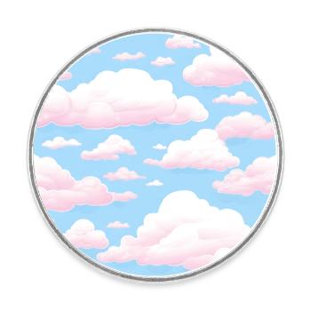 Verträumter Himmel: Pastellfarbenes Wolkenlandschaftsmuster - Runder Kühlschrankmagnet - Weiß - Vorne