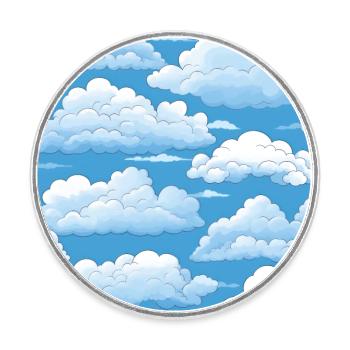 Verträumter Himmel: Pastellfarbenes Wolkenlandschaftsmuster - Runder Kühlschrankmagnet - Weiß - Vorne
