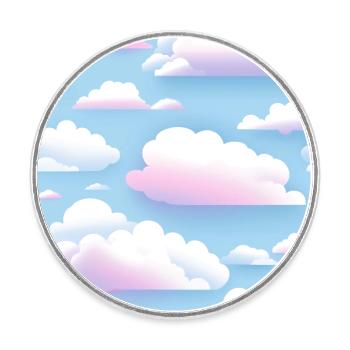 Verträumter Himmel: Pastellfarbenes Wolkenlandschaftsmuster - Runder Kühlschrankmagnet - Weiß - Vorne
