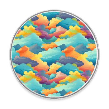 Verträumter Himmel: Pastellfarbenes Wolkenlandschaftsmuster - Runder Kühlschrankmagnet - Weiß - Vorne