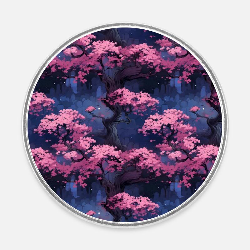Anime Euphoria: Fantasy Cherry Blossom Dreamscape - Magnet rond - blanc