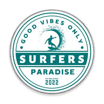 Surfers Paradise - Good Vibes Only - Runder Kühlschrankmagnet - Weiß - Vorne
