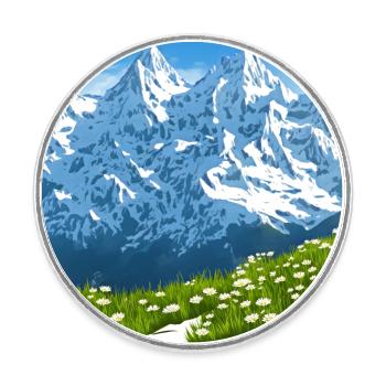EDELWEISS WIESE BERG ALPENPANORAMA - Runder Kühlschrankmagnet - Weiß - Vorne