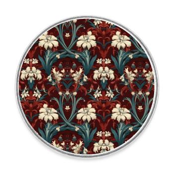 Nouveau Heritage: Barocke Blumentapete - Runder Kühlschrankmagnet - Weiß - Vorne
