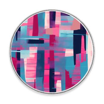 Moderner geometrischer Tanz in Rosa, Blau und Violett - Runder Kühlschrankmagnet - Weiß - Vorne