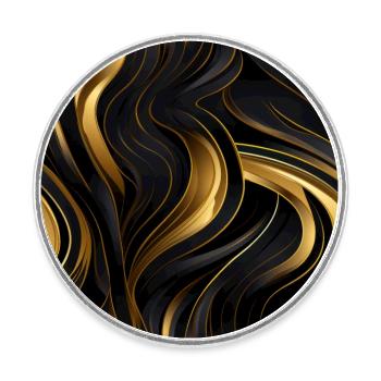 Goldenes Gitter: Luxuriöse Linearität in Gold - Runder Kühlschrankmagnet - Weiß - Vorne