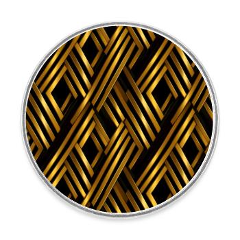 Goldenes Gitter: Luxuriöse Linearität in Gold - Runder Kühlschrankmagnet - Weiß - Vorne
