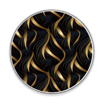 Goldenes Gitter: Luxuriöse Linearität in Gold - Runder Kühlschrankmagnet - Weiß - Vorne