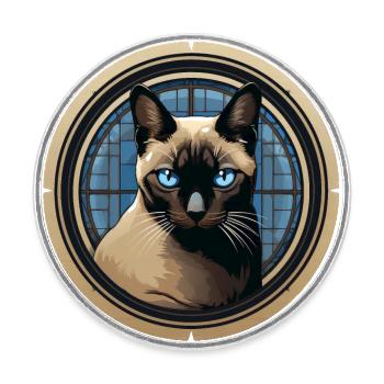 Siamkatze - Runder Kühlschrankmagnet - Weiß - Vorne