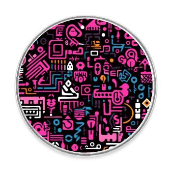 Playful Arena: Whimsical Monster Mates - Round  fridge magnet - white - Front