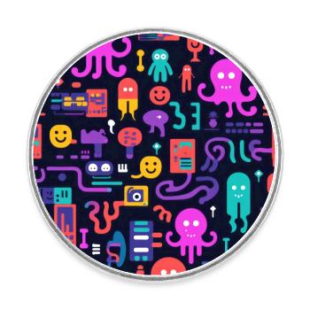 Playful Arena: Whimsical Monster Mates - Round  fridge magnet - white - Front