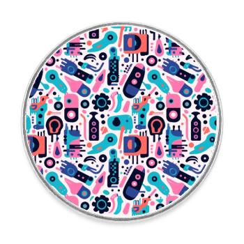 Playful Arena: Whimsical Monster Mates - Round  fridge magnet - white - Front