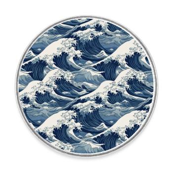 Ephemeral Crests: Hokusai Waves Reimagined - Round  fridge magnet - white - Front
