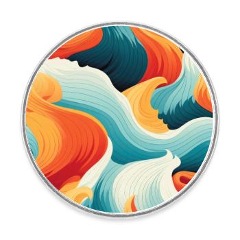 Ephemeral Crests: Hokusai Waves Reimagined - Round  fridge magnet - white - Front