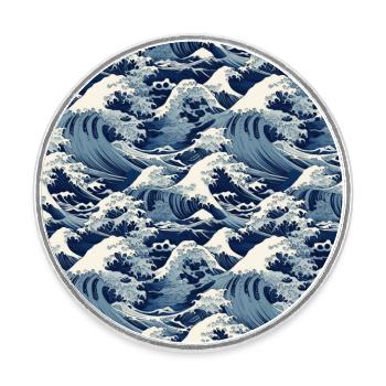 Ephemeral Crests: Hokusai Waves Reimagined - Round  fridge magnet - white - Front