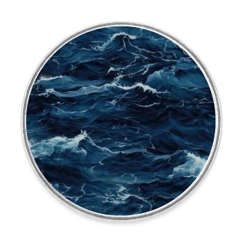 Midnight Serenade: Photorealistic Ocean Whispers - Round  fridge magnet - white - Front