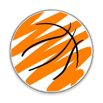 Conception abstraite du basketball - Magnet rond - blanc - Devant