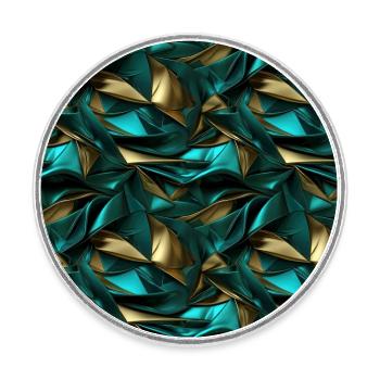 Funky Trompe-l’oeil Green Turquoise and Gold - Round  fridge magnet - white - Front