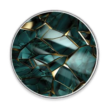 Funky Trompe-l’oeil Vert Turquoise et Or - Magnet rond - blanc - Devant