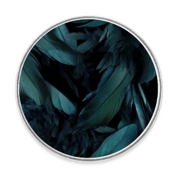 Murmures de plumes bleues - Magnet rond - blanc - Devant