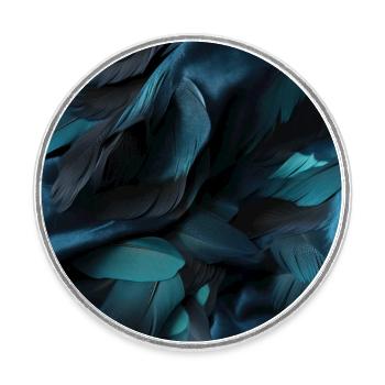Murmures de plumes bleues - Magnet rond - blanc - Devant