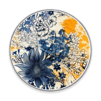 Blüten-Mosaik - Runder Kühlschrankmagnet - Weiß - Vorne