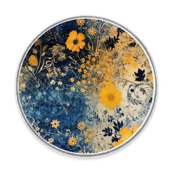 Blüten-Mosaik - Runder Kühlschrankmagnet - Weiß - Vorne