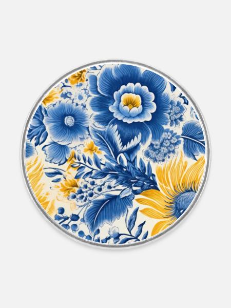Blüten-Mosaik - Runder Kühlschrankmagnet - Weiß
