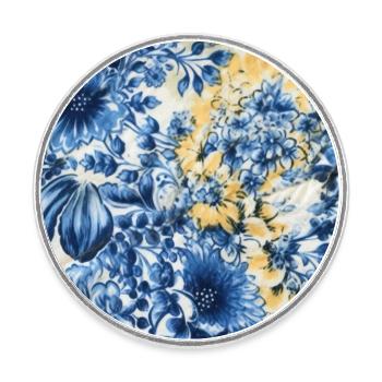 Blüten-Mosaik - Runder Kühlschrankmagnet - Weiß - Vorne