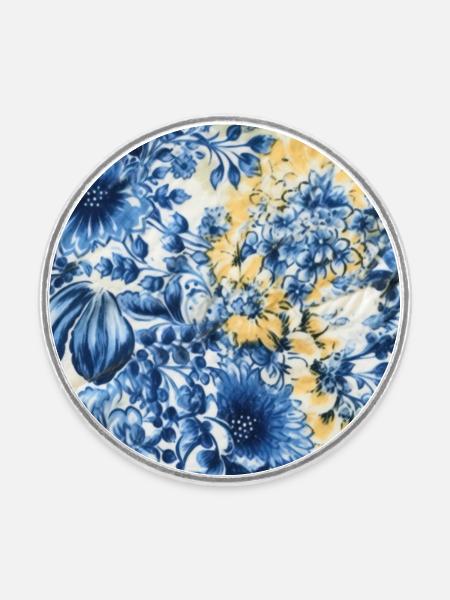Blüten-Mosaik - Runder Kühlschrankmagnet - Weiß