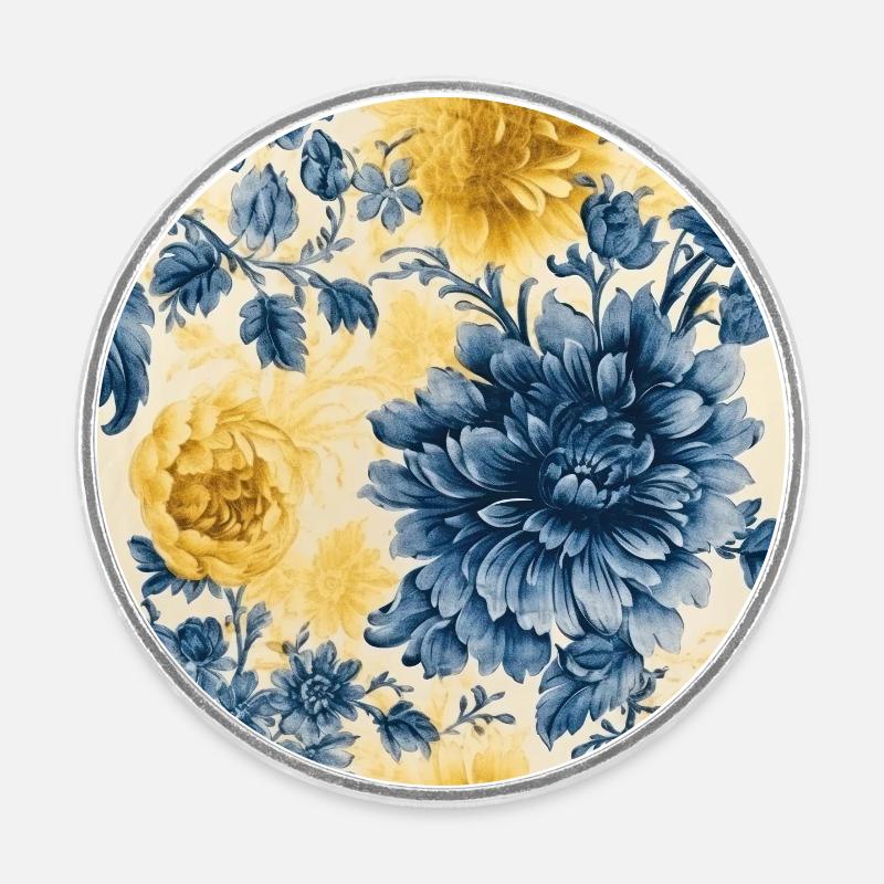 Mosaïque de fleurs - Magnet rond - blanc