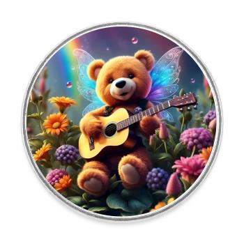 Teddybär singt dir ein Lied - Runder Kühlschrankmagnet - Weiß - Vorne