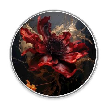Luxury Glamorous Flower Fluid Abstract - Round  fridge magnet - white - Front