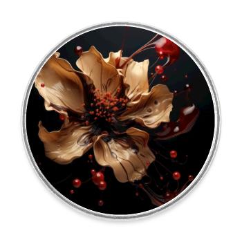 Luxury Glamorous Flower Fluid Abstract - Round  fridge magnet - white - Front