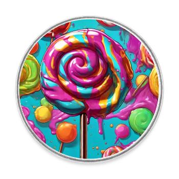 Sucette fondante Popart - Magnet rond - blanc - Devant
